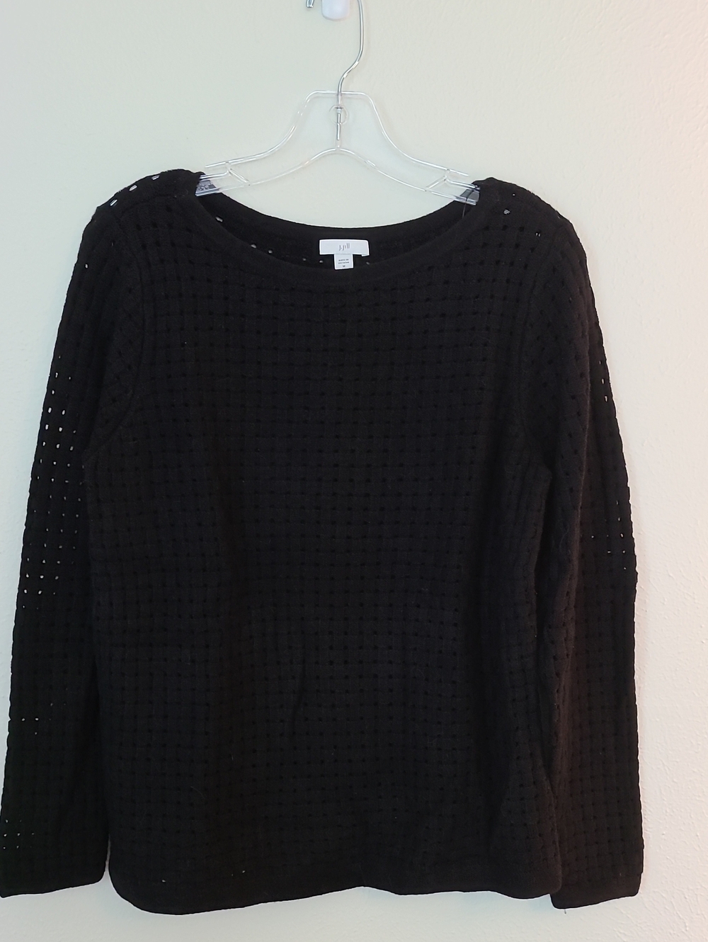 J. Jill Black Long Sleeve Eyelet Knit Top